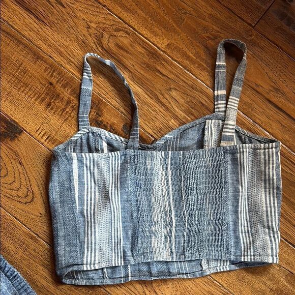 Express linen like Striped Blue and White Two-Piece Set - Picture 5 of 10